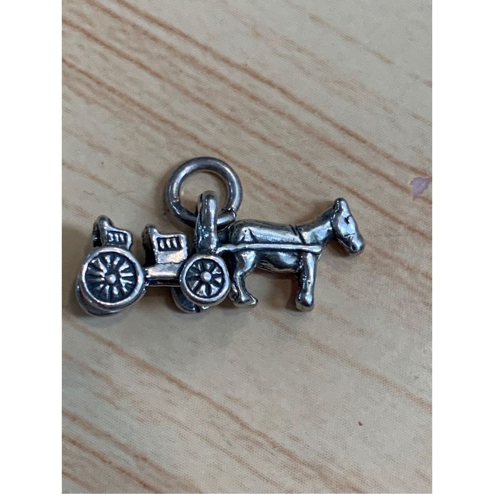 Horse and Buggy Sterling Silver Jewelry Charm #horse #carriage